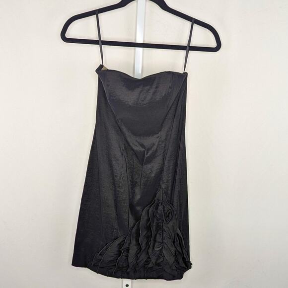VTG Cache Dress 2 LBD Y2K 90s Rosette Mini Bodycon Cocktail Party Strapless - Picture 7 of 10